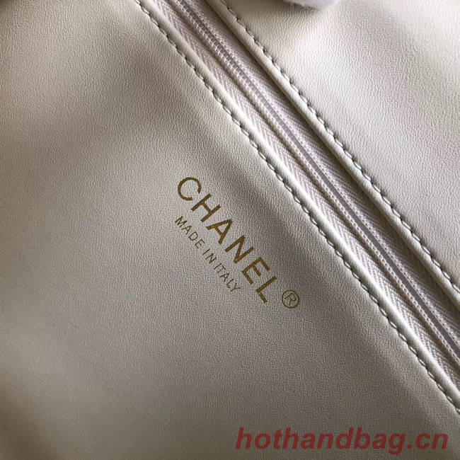 Chanel backpack Grained Calfskin & Gold-Tone Metal A57571 white