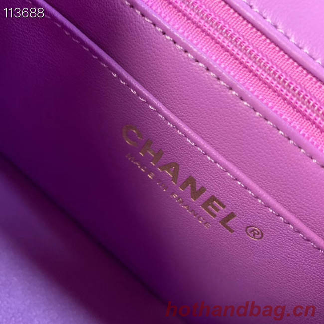 Chanel MINI Flap Bag Original Sheepskin Leather 1115 purple