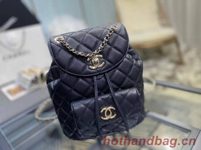 Chanel backpack Grained Calfskin & Gold-Tone Metal AS1371 black