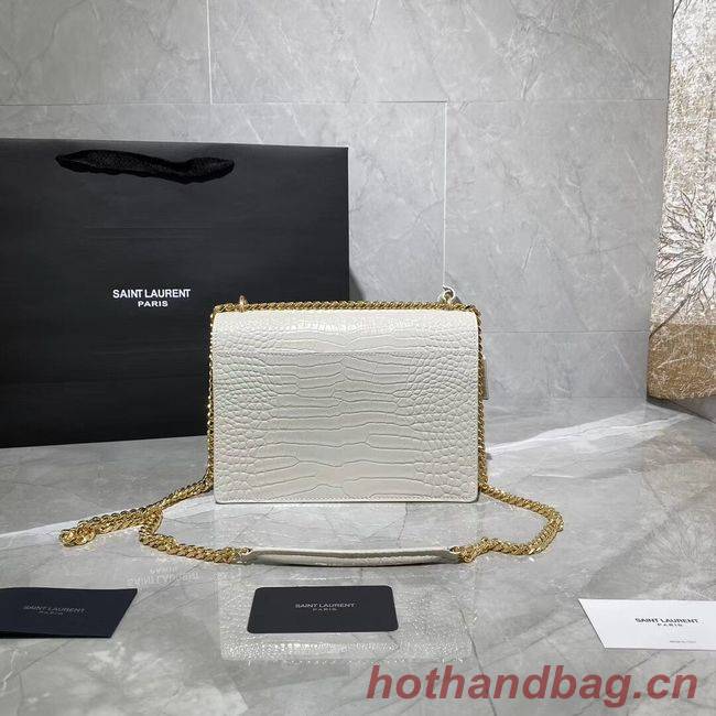 Yves Saint Laurent Calfskin Leather Shoulder Bag Y542206A white&gold-Tone Metal