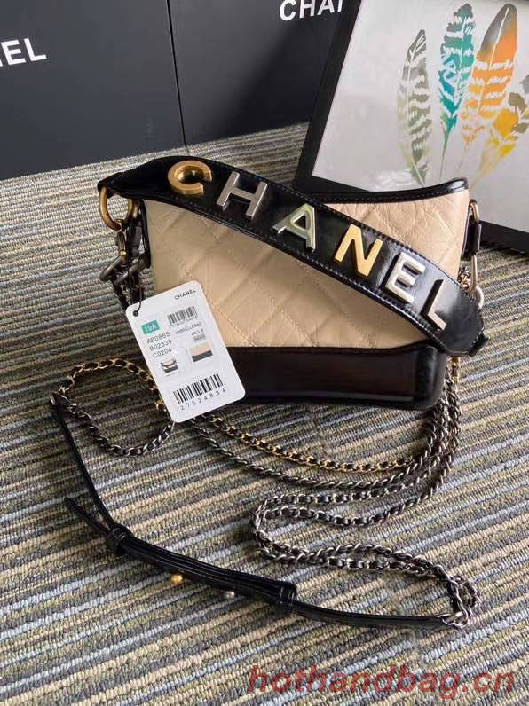 Chanel gabrielle small hobo bag S0865 apricot&black