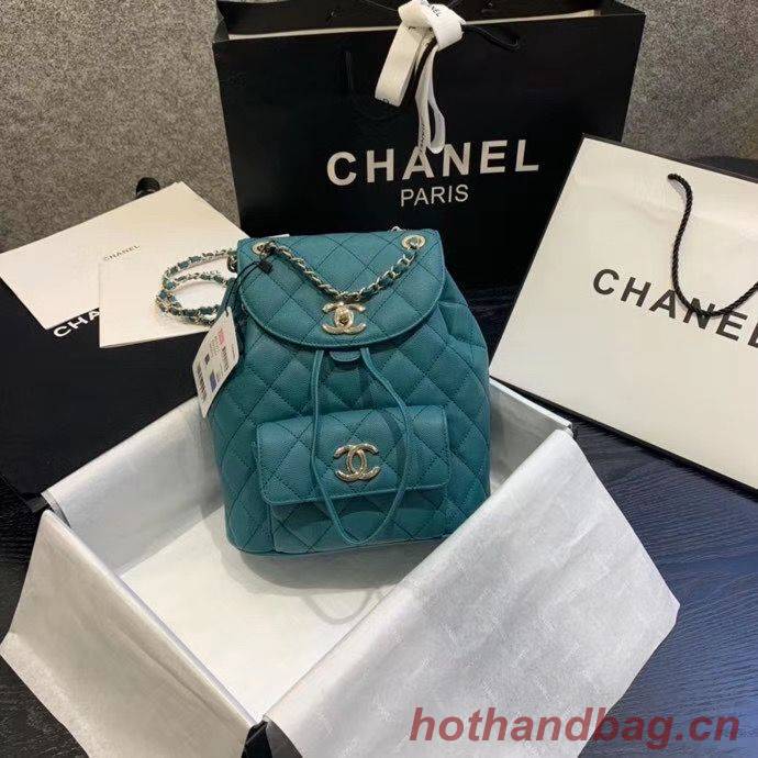 Chanel backpack Grained Calfskin & Gold-Tone Metal AS1371 Green