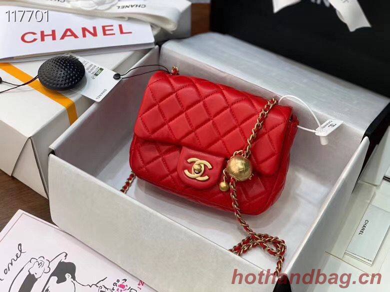 Chanel MINI Flap Bag Original Sheepskin Leather AS1786 Red