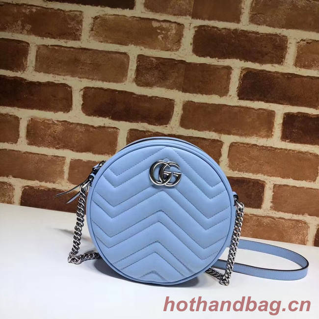 Gucci GG Marmont mini round shoulder bag 550154 Pastel blue