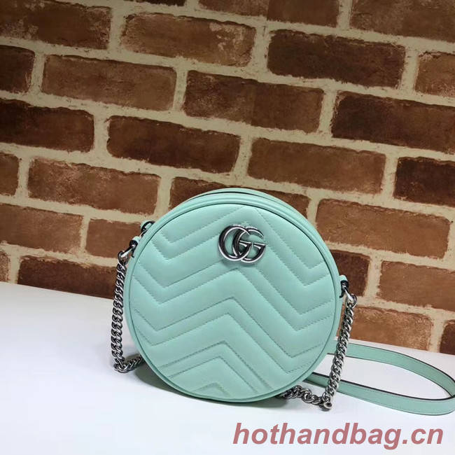 Gucci GG Marmont mini round shoulder bag 550154 Pastel green