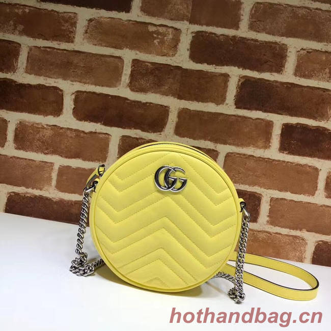 Gucci GG Marmont mini round shoulder bag 550154 Pastel yellow