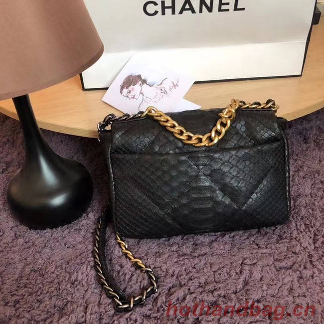 CHANEL 19 Flap Bag Original Snake skin flap bag AS1160 Black