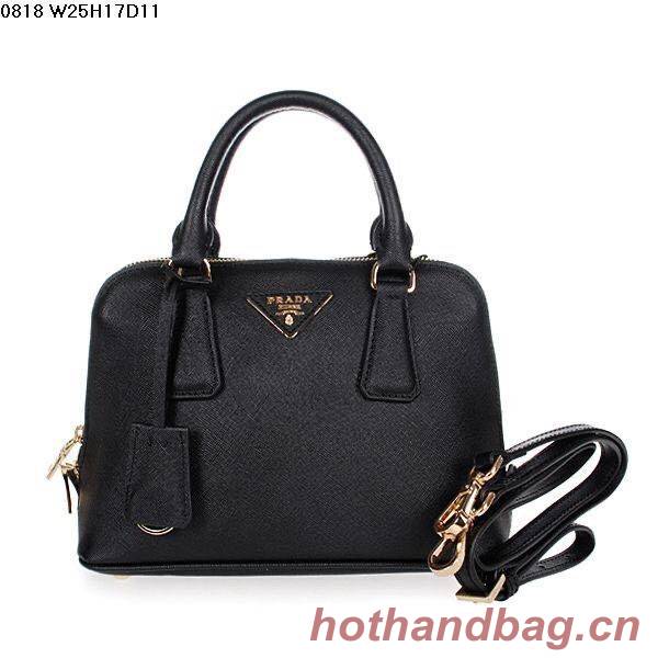 Prada Original Leather Medium Shell Bag P0837 Black