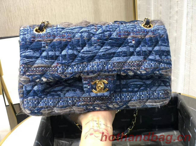 Chanel Original flap bag Twill soft A01112 blue