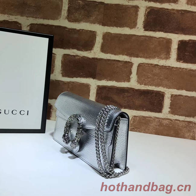 Gucci Dionysus Leather Super mini Bag 476432 silver