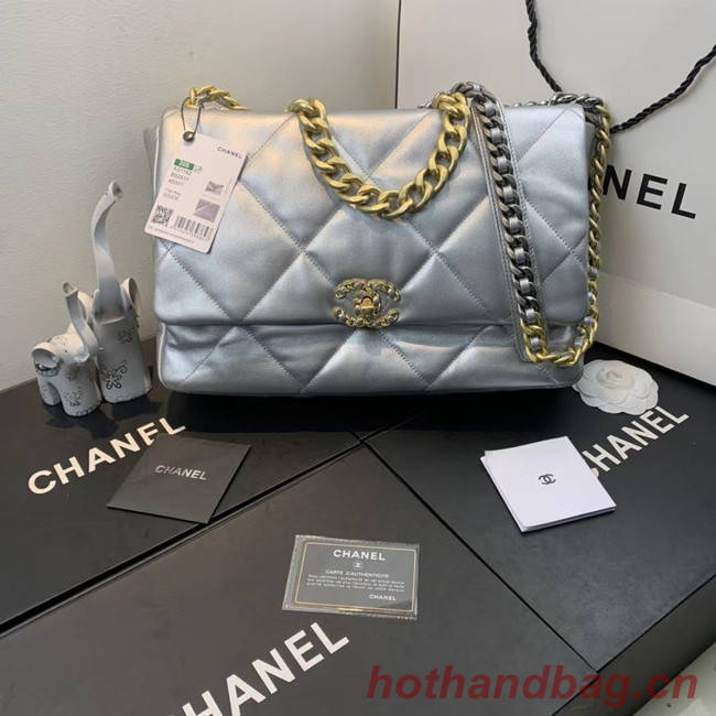 Chanel 19 flap bag AS1161 silver