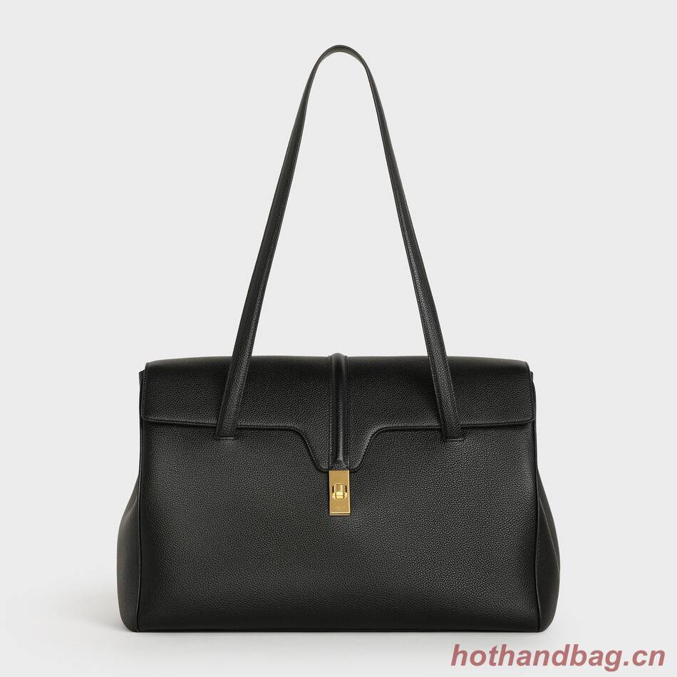 Celine LARGE SOFT 16 BAG IN SUPPLE GRAINED CALFSKIN 194043 BLACK 