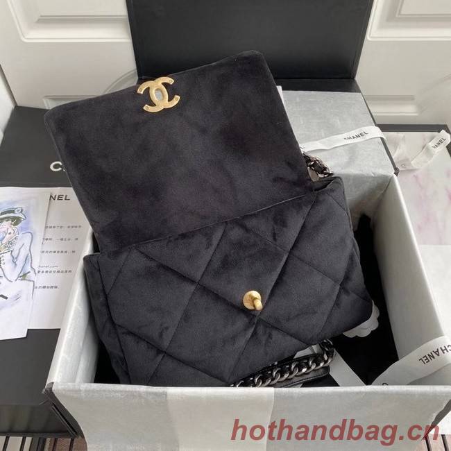 Chanel 19 flap bag velvet AS1161 black