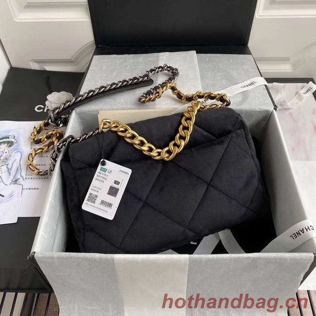 Chanel 19 flap bag velvet AS1161 black