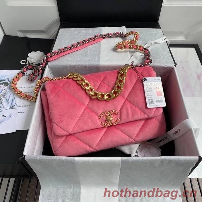 Chanel 19 flap bag velvet AS1161 pink