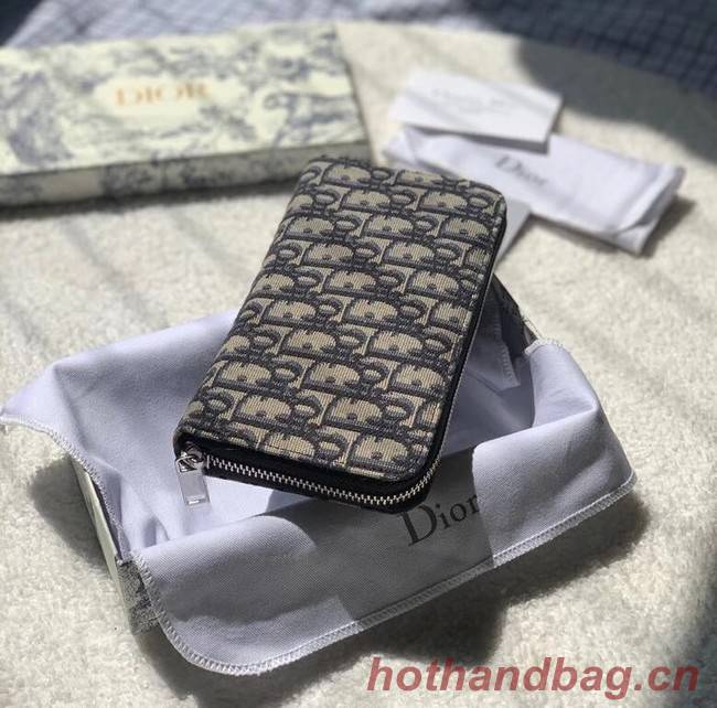 Dior 30 MONTAIGNE Blue Dior Oblique Jacquard ZIPPY wallet S5539