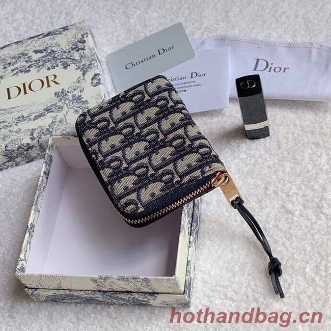 Dior 30 MONTAIGNE CARD HOLDER Blue Dior Oblique Jacquard S5538