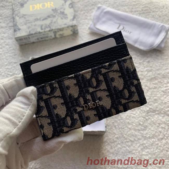 Dior 30 MONTAIGNE FLAT CARD HOLDER Blue Dior Oblique Jacquard S2098