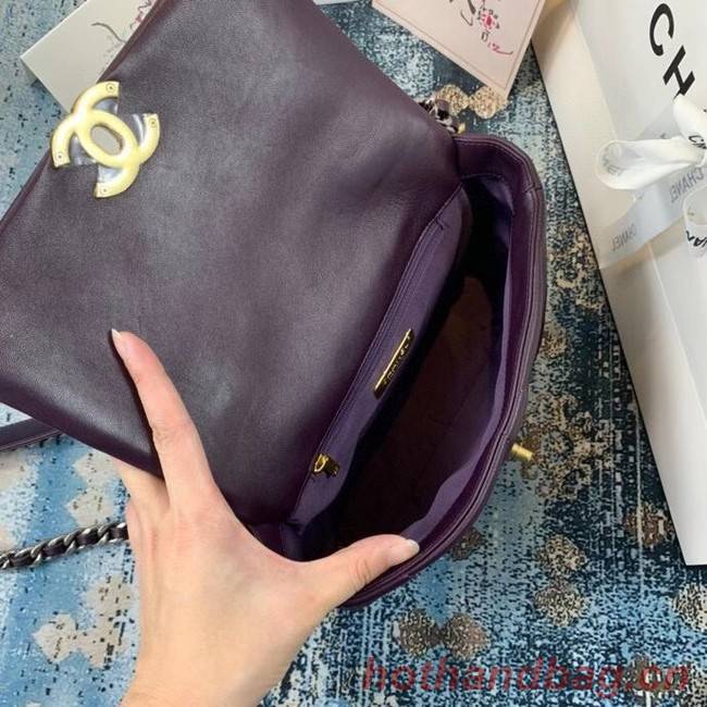 Chanel 19 flap bag AS1160 deep purple