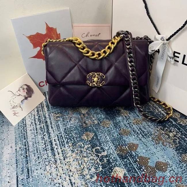 Chanel 19 flap bag AS1161 deep purple