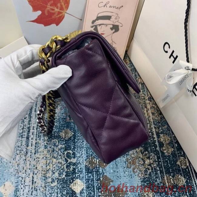 Chanel 19 flap bag AS1161 deep purple