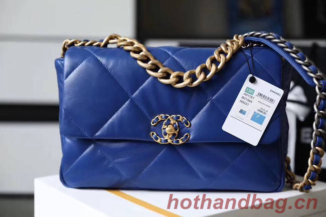 Chanel 19 flap bag AS1161 blue