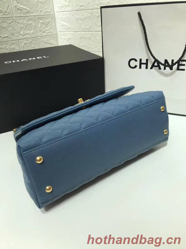 Chanel flap bag with Burgundy top handle A92991 Blue