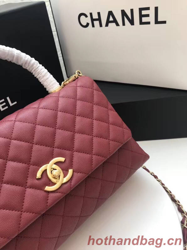 Chanel flap bag with Burgundy top handle A92991 Burgundy