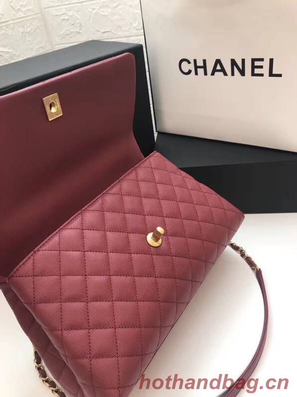 Chanel flap bag with Burgundy top handle A92991 Burgundy