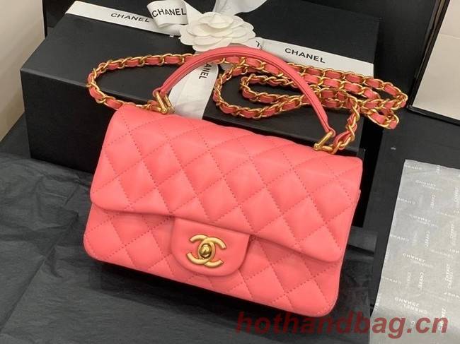 Chanel small tote bag Sheepskin & Gold-Tone MetalAS2431 pink