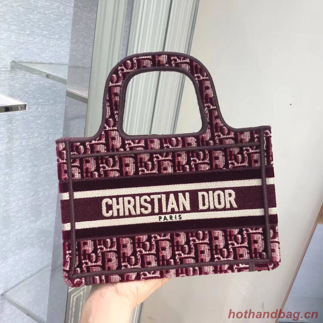 DIOR BOOK TOTE Burgundy Dior Oblique Embroidered Velvet M1286Z