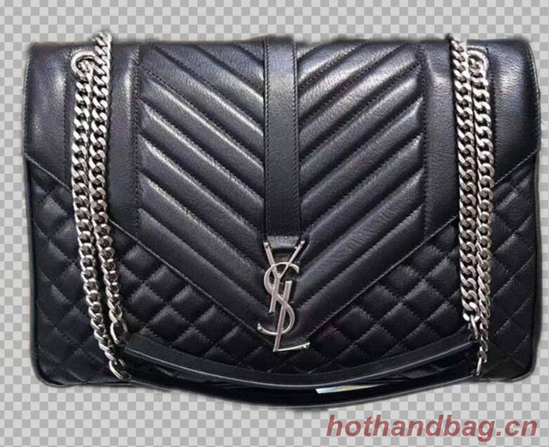 Yves Saint Laurent Calfskin Leather Shoulder Bag Y5699 black