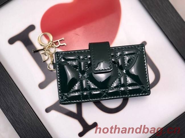 LADY DIOR 5-GUSSET CARD HOLDER Vents Patent Cannage Calfskin S0074OV blackish green