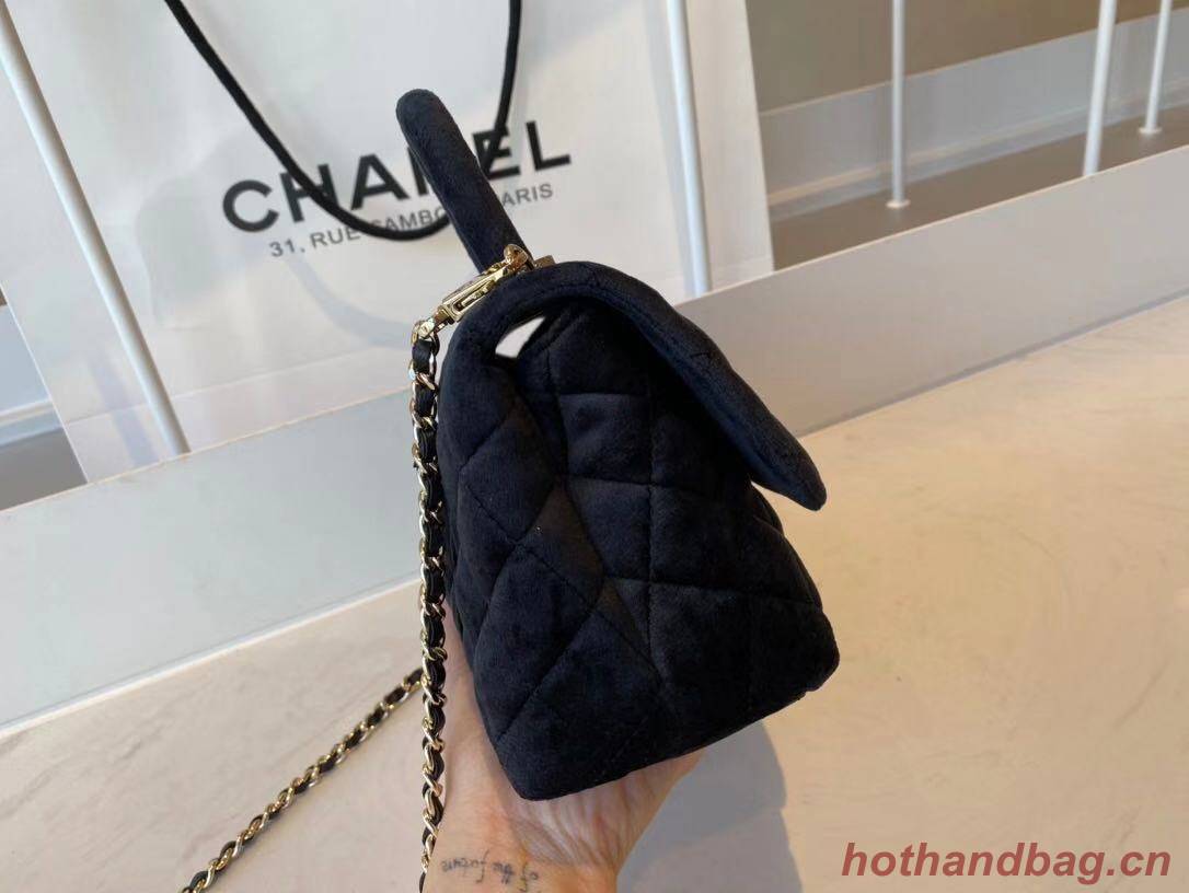 Chanel mini flap bag with top handle AS2215 black