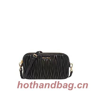 miu miu Matelasse Nappa Leather Shoulder Bag 5BH539A black