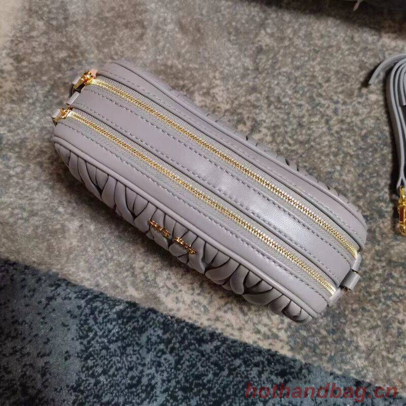 miu miu Matelasse Nappa Leather Shoulder Bag 5BH539A grey