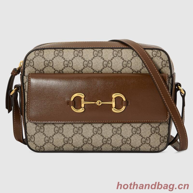 Gucci Horsebit 1955 small GG Supreme canvas shoulder bag 645454 brown