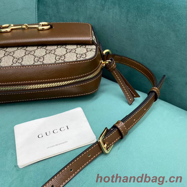 Gucci Horsebit 1955 small GG Supreme canvas shoulder bag 645454 brown