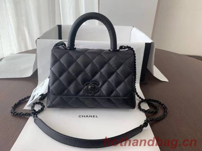 Chanel coco mini flap bag with top handle AS2215 black