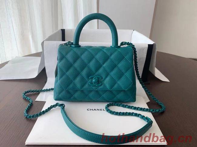 Chanel coco mini flap bag with top handle AS2215 green