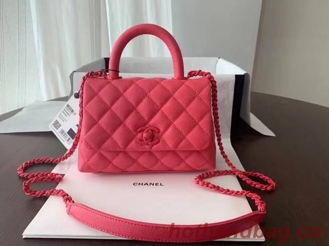 Chanel coco mini flap bag with top handle AS2215 pink