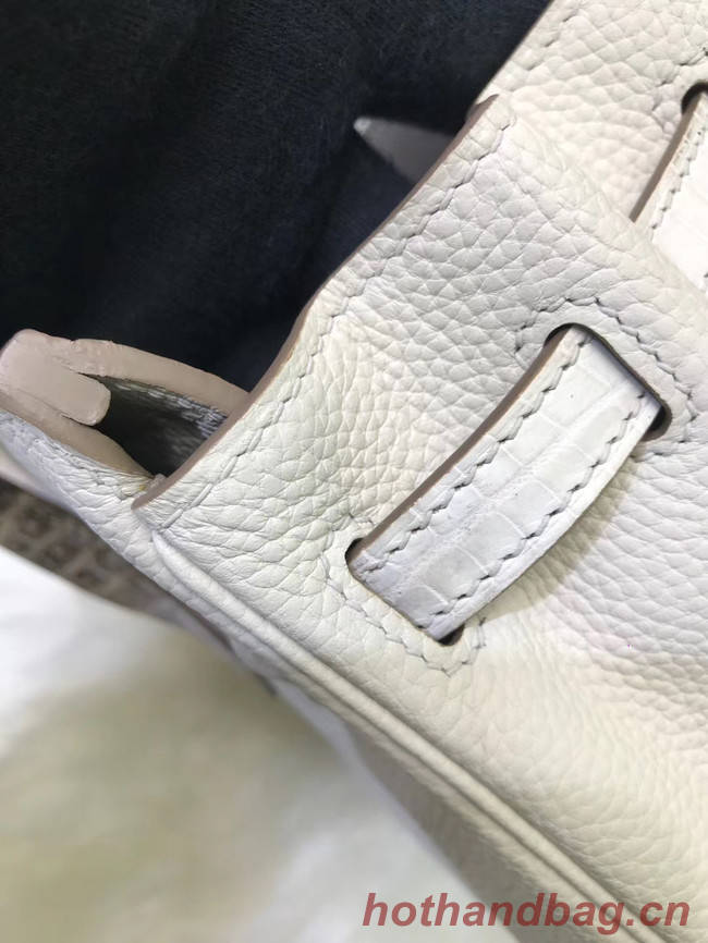 Hermes Birkin Bag Original Leather crocodile togo HBK2530 light grey&white