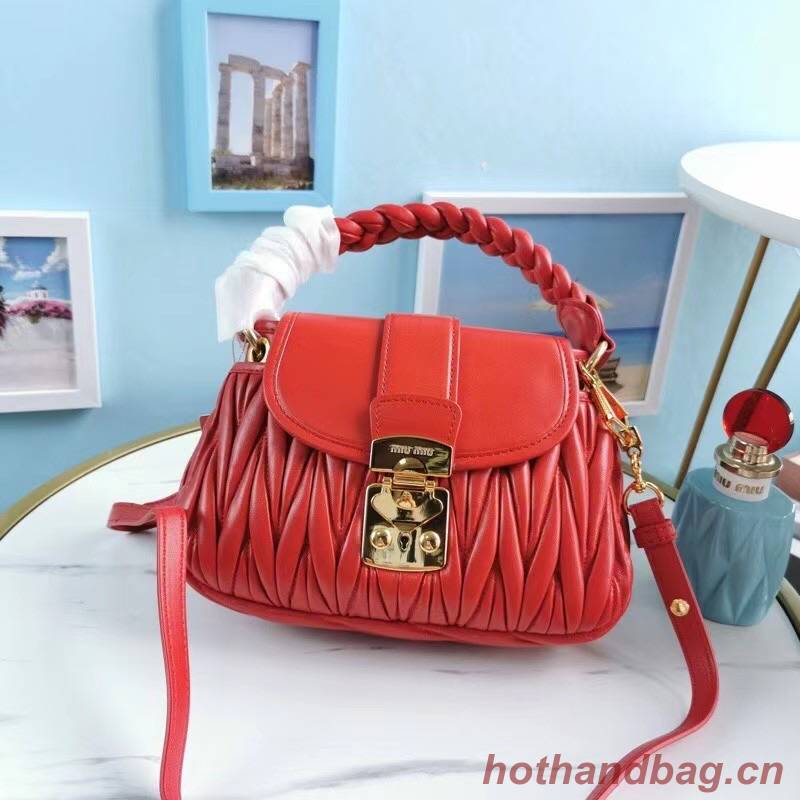 miu miu Matelasse Nappa Leather Top-handle Bag 6998 red