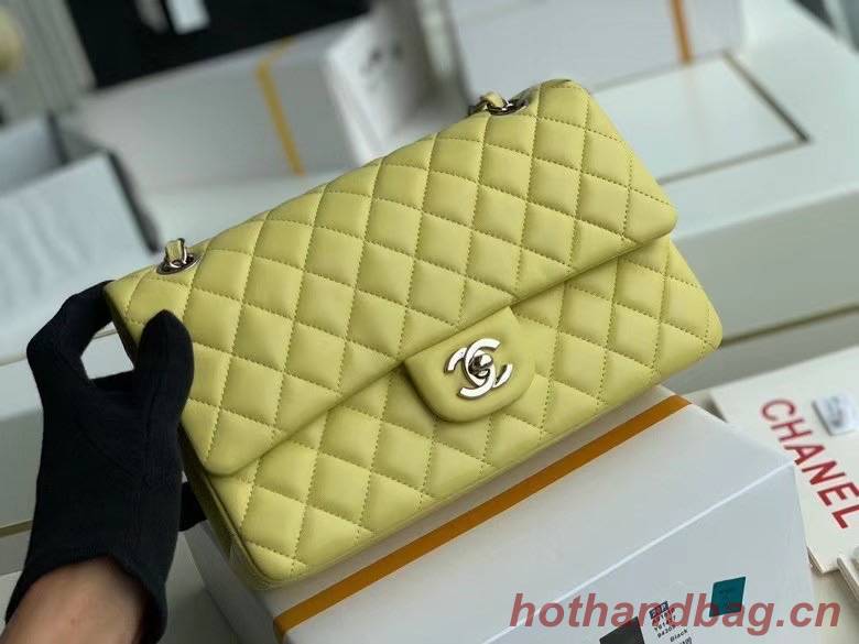 chanel classic handbag Lambskin & silver Metal A01112 lemon