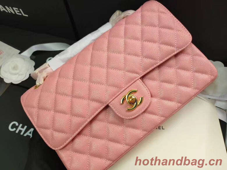 chanel flap bag Iridescent Grained Calfskin&Gold-Tone AS1112 pink