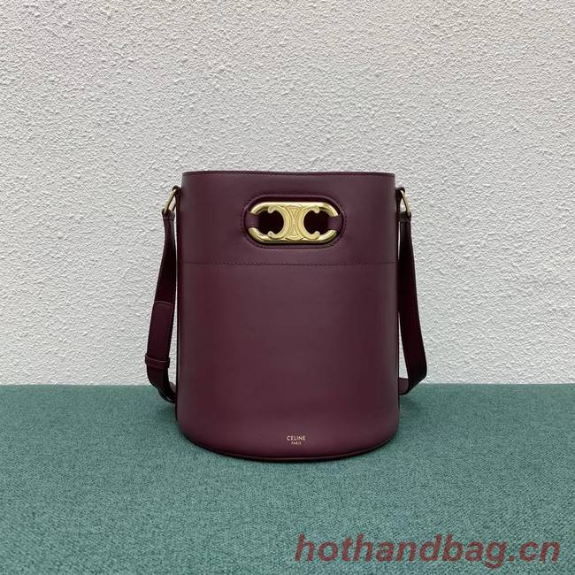 Celine BUCKET BAG IN SHINY CALFSKIN 193043 Burgundy