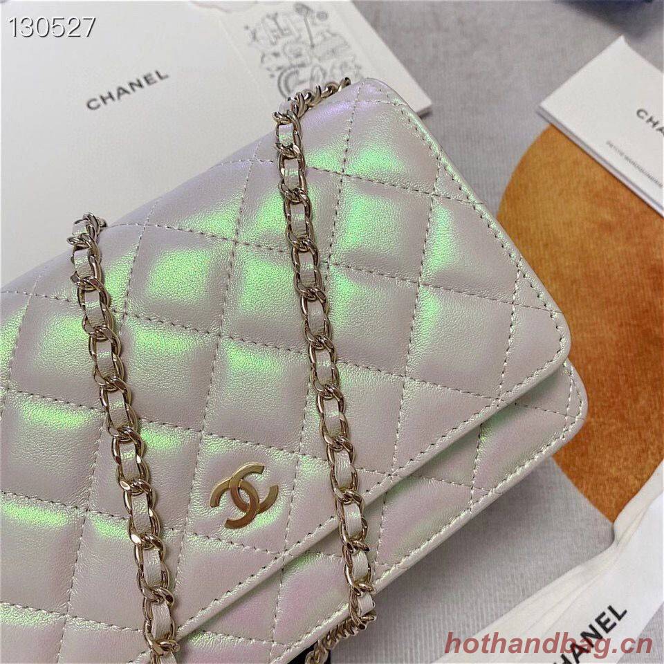 Chanel WOC Original Sheepskin Leather Flap cross-body bag V33814 Pearlescent white Silver chain