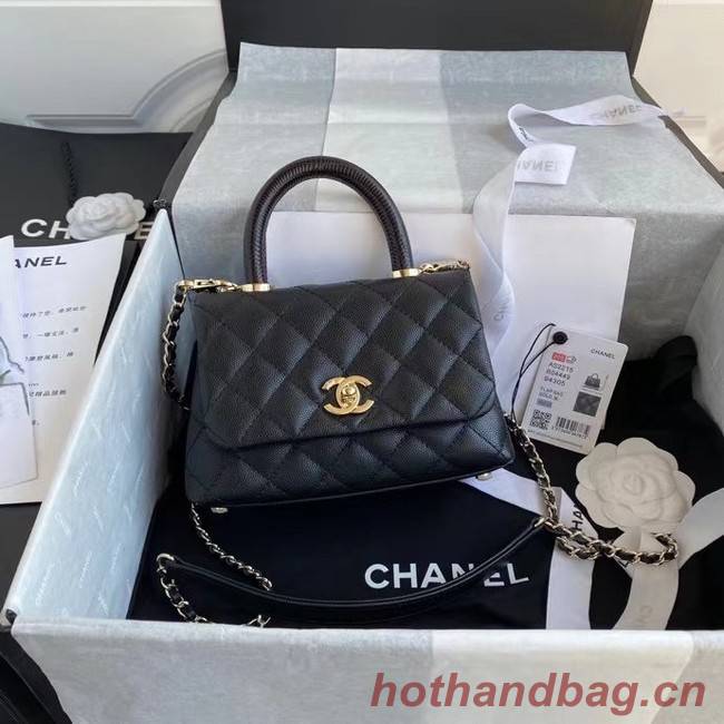 Chanel coco mini flap bag with top handle AS2215 black