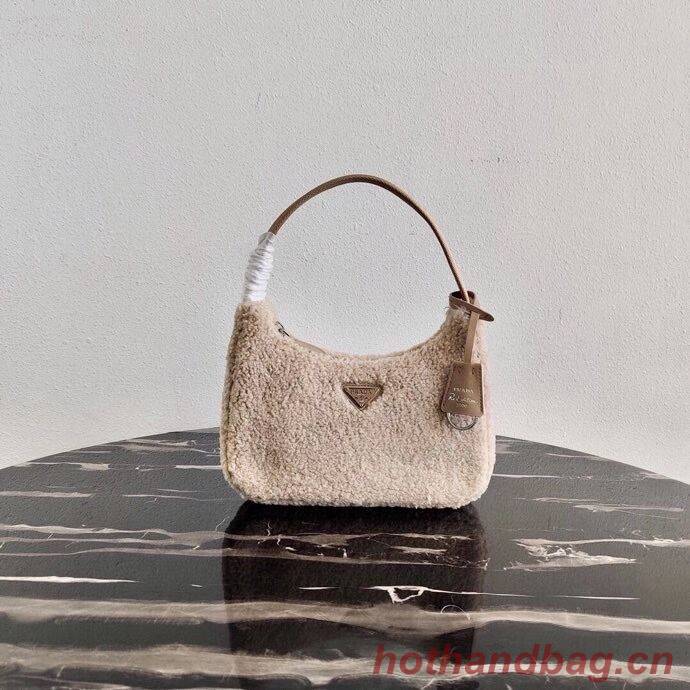 Prada Shearling tote mini-bag 1NE515 Biscuits