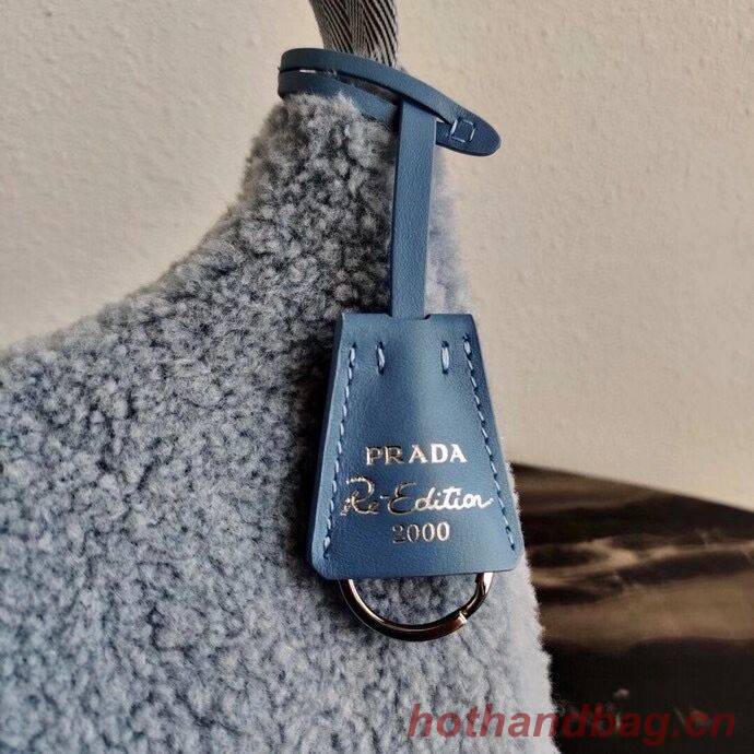 Prada Shearling tote mini-bag 1NE515 light blue